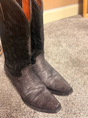 Dan Post Women's Two-Tone Brown Textured Cowboy Boots